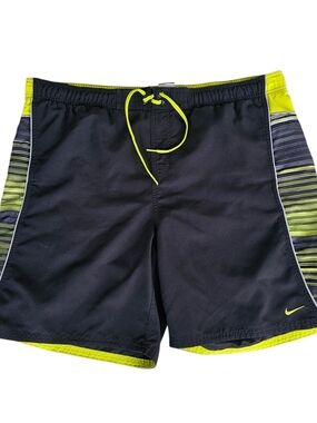 Nike Black Neon Yellow Swim Trunks XL